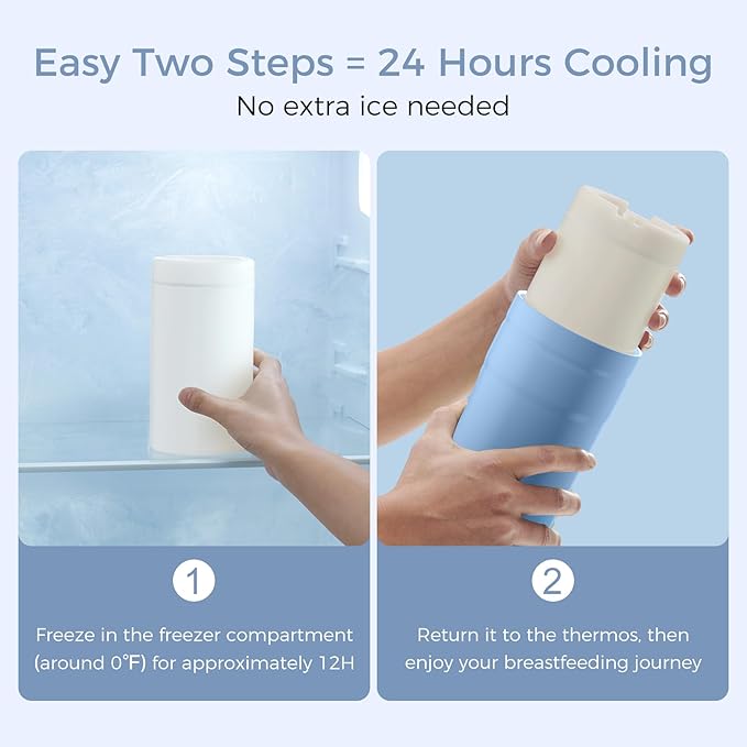 Momcozy Portable Breast Milk Cooler for Travel, 24H Ice-Free Cooling Breastmilk Storage Bottles Container, 12oz Leak Proof Outdoor Small Freezer, Baby Breastfeeding Essential for New Moms