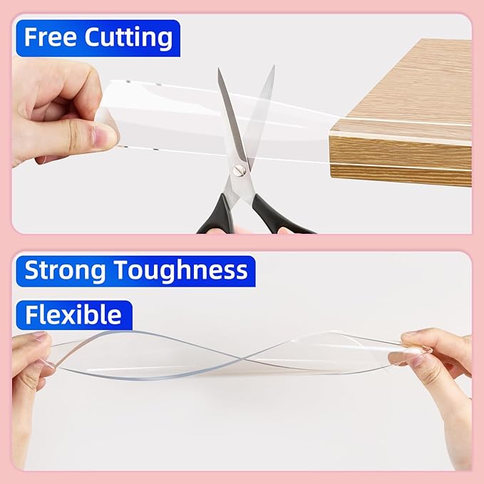 ZOMPAGO Clear Soft Corner Protectors for Baby Safety Furniture Strip 1.2in(W) x9.84FT(L), Sharp Edge Table Corner Bumpers, Wall Corner Guards, Baby Proof Corner Protectors for Cabinet & Window Edge
