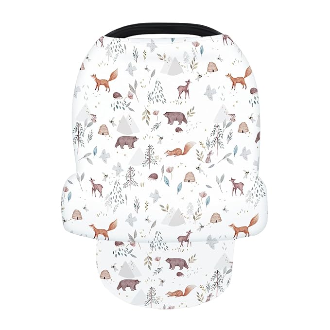 Nursing Cover for Newborn Breastfeeding Multi Use Infant Stroller Canopy Unisex Baby Car Seat Cover for Baby Boy and Girl (Animal 2)