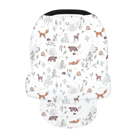 Nursing Cover for Newborn Breastfeeding Multi Use Infant Stroller Canopy Unisex Baby Car Seat Cover for Baby Boy and Girl (Animal 2)