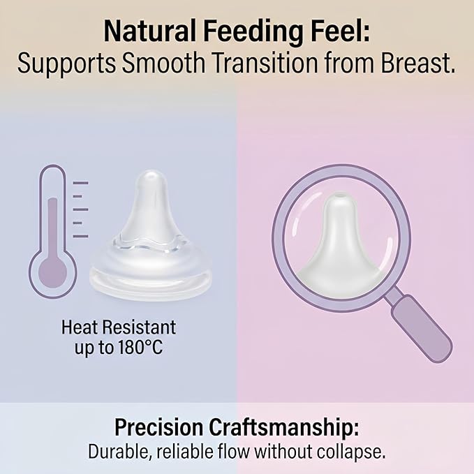Silicone Replacement Nipple Compatible with Pigeon Baby Bottle,Fit for Pigeon Baby Bottle Nipples,Size S 1m+ 6 Count(Slow Flow).