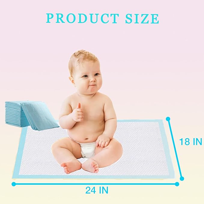 Disposable Changing Pads for Baby, 50 Pack Portable Diaper Changing Pad Liner, Baby Changing Pad Waterproof Underpads Changing Table Pads (Blue, 18x24 Inch)