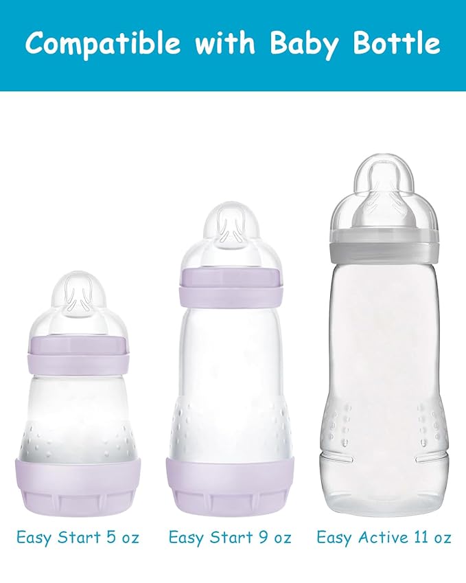 Sippy Spouts for Mam Baby Bottles, Soft 100% Silicone Sippy Cup Nipples, Variable Flow, 6m+, 6 Count
