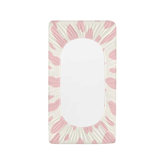Pink Heart Baby Changing Pad Covers Infant Newborn Changing Table Cover Girls Diaper Table Change Mat Sheets Cover Soft Washable Stretchy