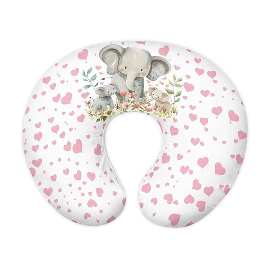 Elephants Newborn Nursing Pillow Cover with Hidden Zipper Soft Comfortable Easy to Use Breast and Bottle Feeding Support Pillow Cover for Boys Girls New Parents