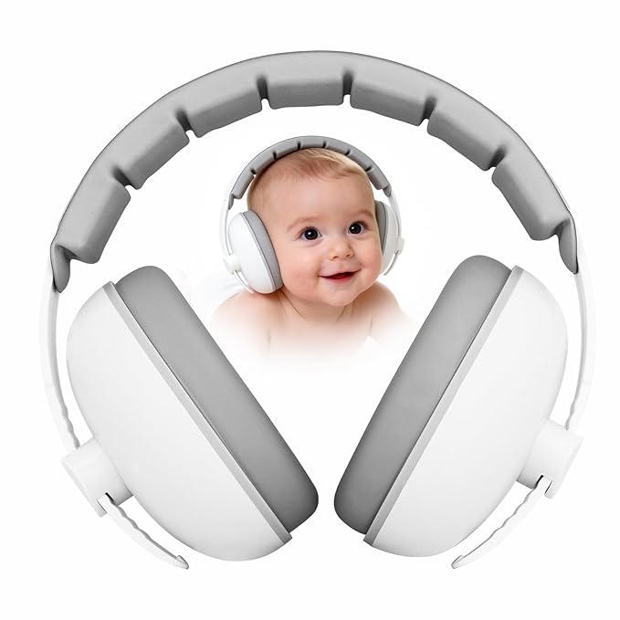 Baby Headphones for Noise Protection - Infant Ear Muffs Noise Protection - Toddler Noise Cancelling Headphones - Baby Ear Protection for 0 to 36 Months, Adjustable - White
