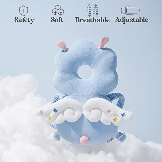 Adjustable Baby Head Protection Backpack with Knee Pads for Crawling, Soft, Breathable and Safe