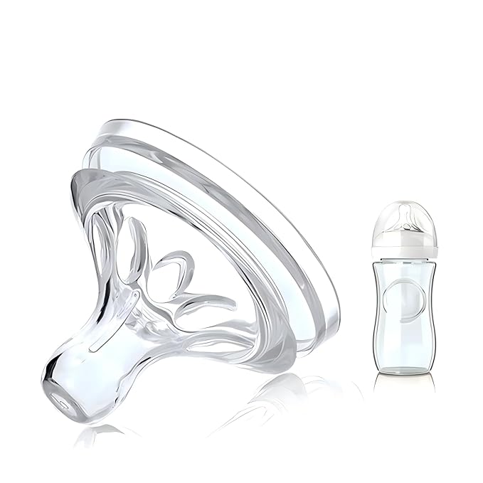 Baby Bottles Nipples,4 PCS Transparent Soft Silicone Baby Bottles Nipples for 6 to 12 Month Old Infant