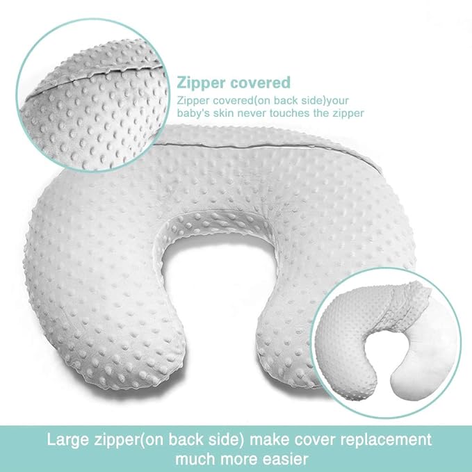 OWLOWLA Nursing Pillow Cover, Breastfeeding Pillow Slipcover Fits Nursing Pillow for Baby Boy Girl(Silver Gray)
