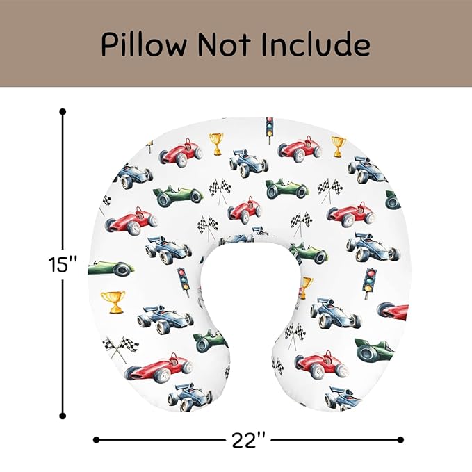 Cute Race Trophy Flag Traffic Light Nursing Pillow Cover Stretchy and Soft for Baby Girls Boys Transportation Vehicles Nursing Cover for Breastfeeding for Newborn Infant