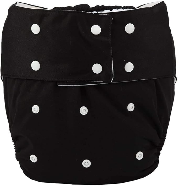 Adult Cloth Diaper Cover Nappy Reusable Washable Adjustable for Disability Incontinence Person (Black)