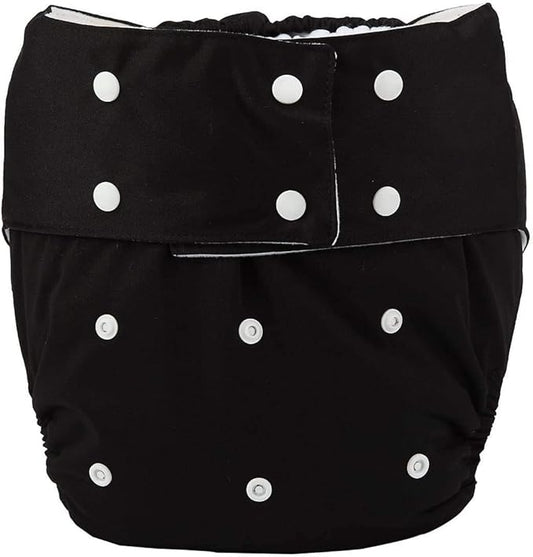 Adult Cloth Diaper Cover Nappy Reusable Washable Adjustable for Disability Incontinence Person (Black)