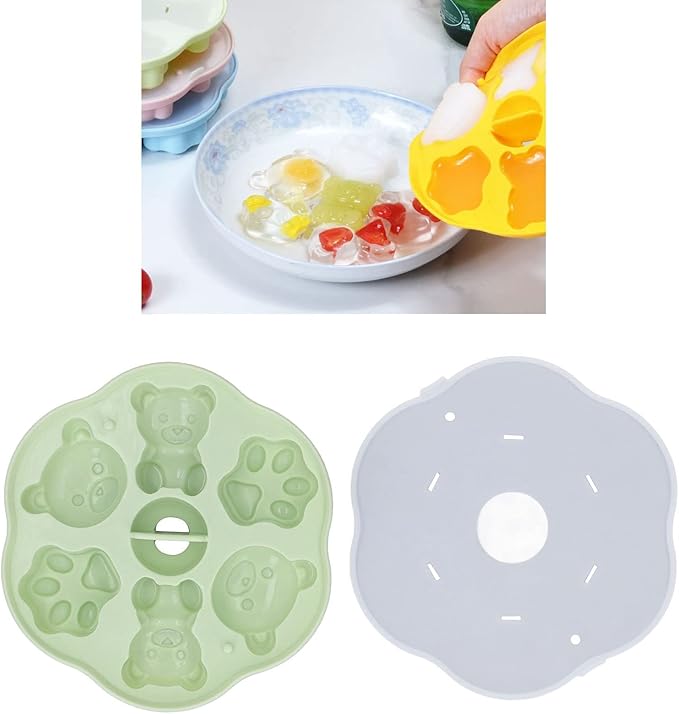 Jelly, Food Grade Silicone, Making Baby Food, ,for Pudding, Cake, Cat Cube Pudding Kitchen with Lid for Home(Green)