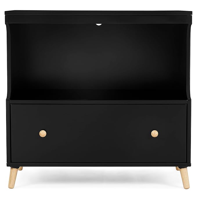 Delta Children Essex Convertible Changing Table with Drawer, Ebony/Natural
