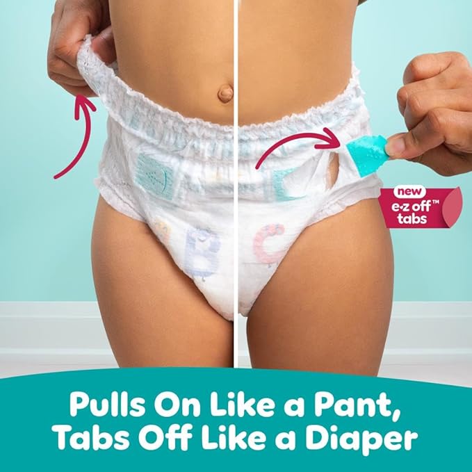 Pampers Pull On Cruisers 360° Fit Disposable Baby Diapers Size 4, 144 Count with Free & Gentle Baby Wipes 12 Flip-Top Packs (936 Wipes Total)