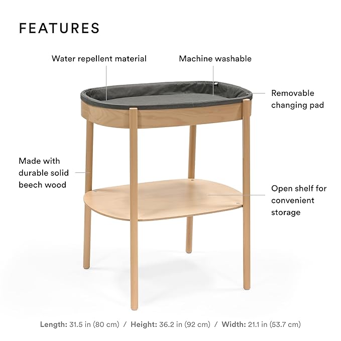 Stokke Sleepi Changing Table, Natural - Allows Sideways & Parent-Facing Positions - Cushioned Pad Included