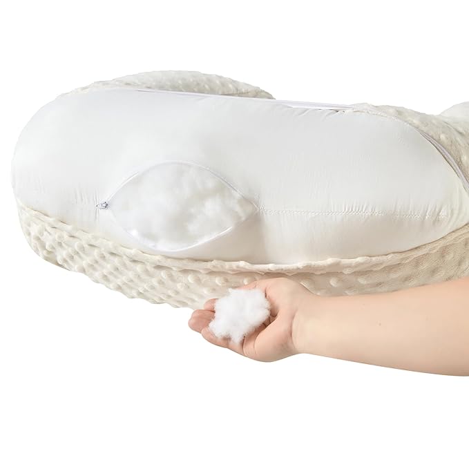 ESEN Plus Size Nursing Pillow and Body Positioner for Breast Feeding and Bottle Feeding, Ultra Soft Baby Breastfeeding Pillows with Removable Nursing Pillow Cover for Mom and Baby (Beige)