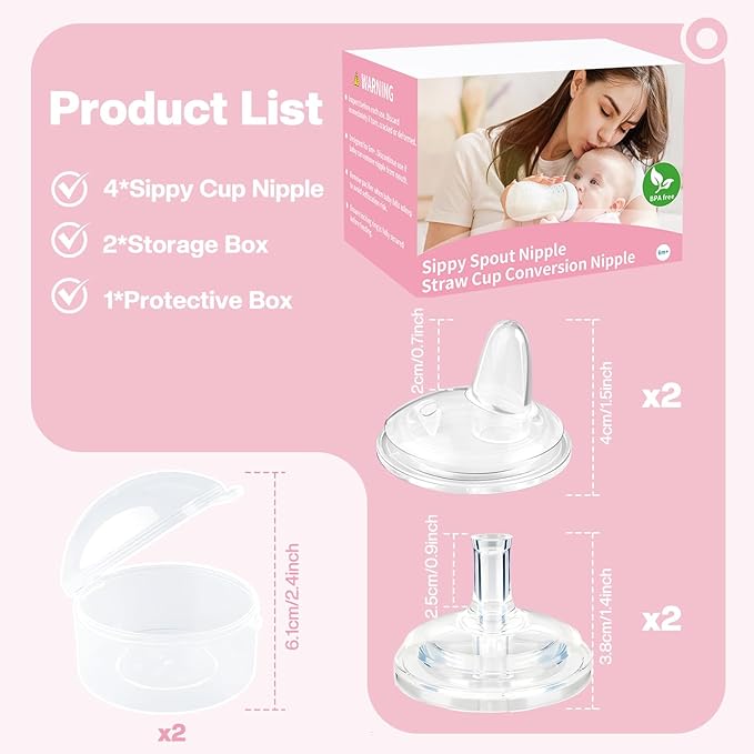 Sippy Nipple Compatible with Dr. Brown's Wide-Neck Baby Bottles & Sippy Spout Bottles
