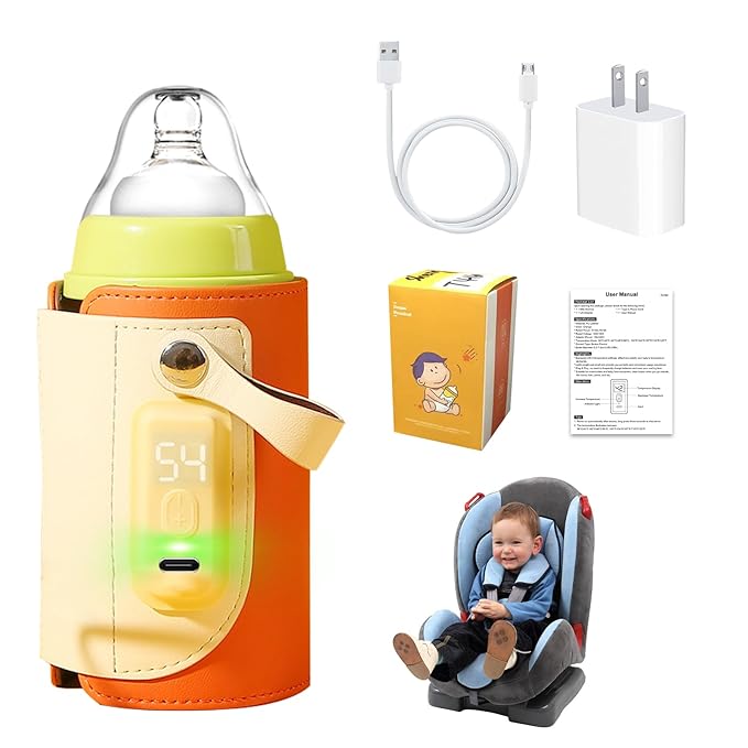 Portable Bottle Warmer, Baby Milk Warmer for All Bottles, Baby Milk Heat Keeper with Fast Charge Adapter, USB Warmer Bottle for Travel Car Home and Outing