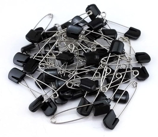 yueton 50pcs Black Plastic Head Baby Safety Pins Safety Locking Baby Cloth Diaper Nappy Pins