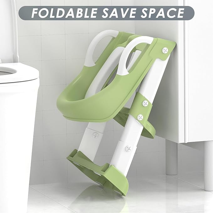 Potty Training Seat with Step Stool Ladder, Toddler Potty Training Toilet for Boys Kids, Potty Chair Adjustable Potty Seat for Toilet with Anti-Slip Wide Steps Splash Guard Safety Handles