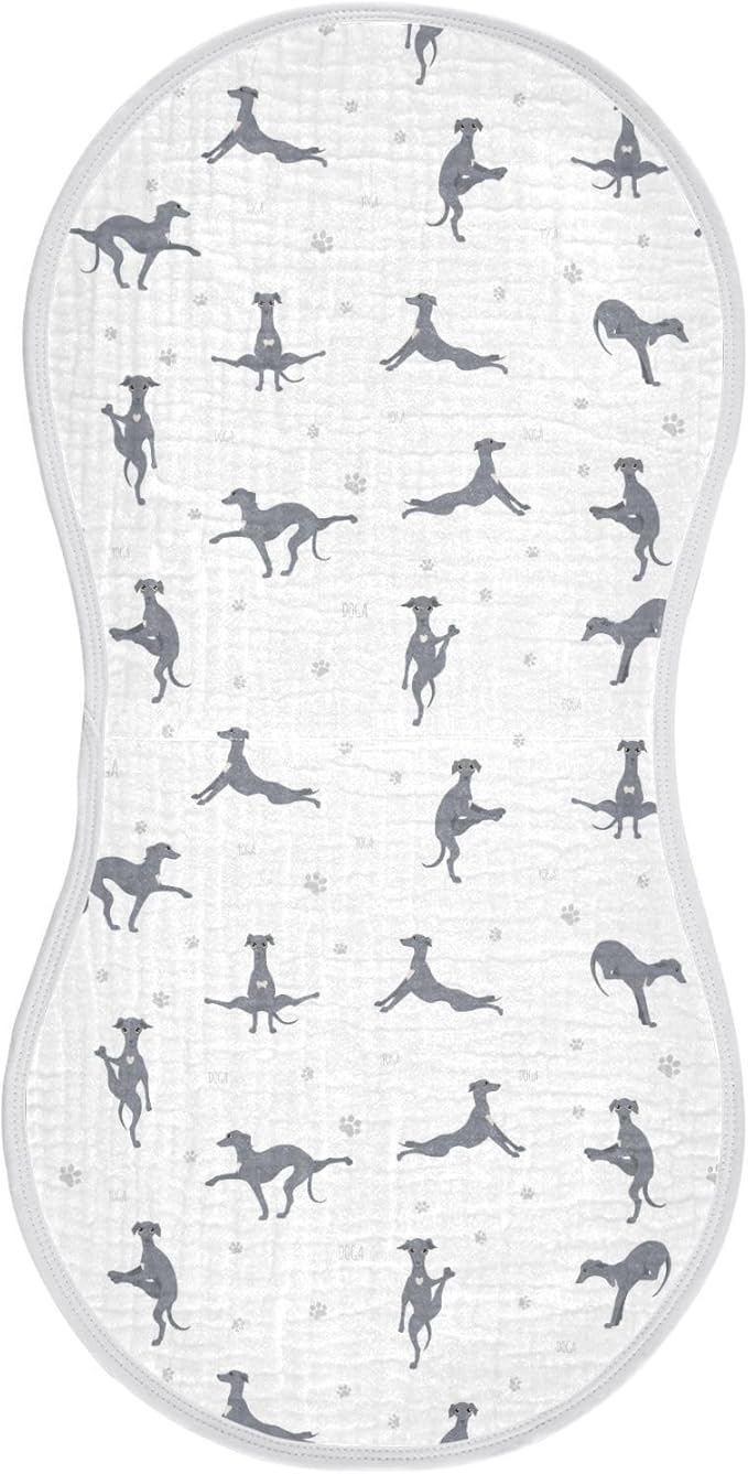 Yoga Italian Greyhound Dog Pattern Muslin Burp Cloths for Baby 1 Pack Soft 100% Cotton Baby Washcloths Bibs for Boy Girl