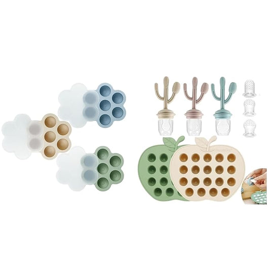 PandaEar 5 Pack Baby Food Freezer Tray & 3 Pack Baby Feeder Pacifier