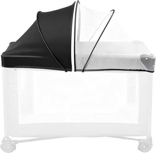 Mosquito Net for Pack N Play, Half Blackout Netting Cover with 2-Way Zipper for Playpen, Keep Cats Out, Foldable with Storage Bag