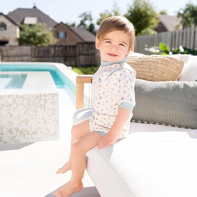 Splash About Happy Nappy Wetsuit, Swimsuit for Babies & Toddlers with Built-in Swim Diaper (Little Acorns, 6-14 Months)