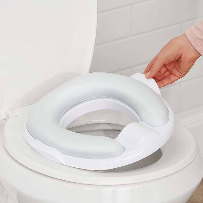 Regalo 2-in-1 Toddler Potty Training Toilet with Flushing Sound, Removable Potty Training Seat, Soft Cushion & Splash Guard, Toddler Potty Chair with Storage, Toilet Seat Transition, White