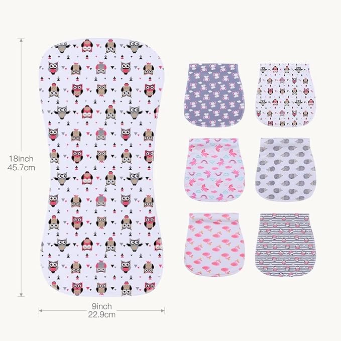 6 Pack Cotton Baby Burp Cloths Extra Absorbent Soft for Baby Boys and Girls (Multi02)