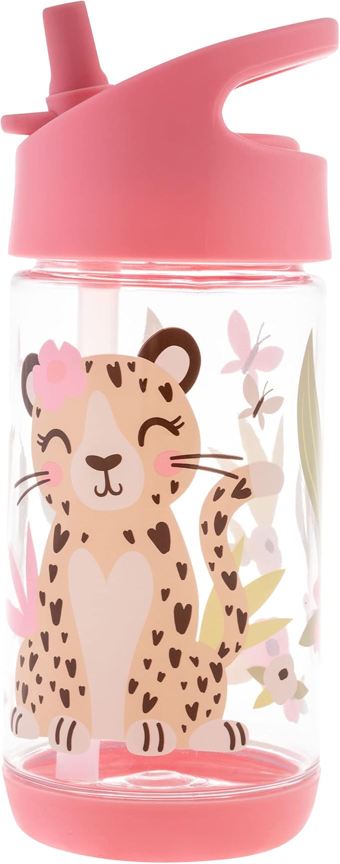 Stephen Joseph, Kids Flip Top Water Bottle, 10 oz Tritan BPA Free, Water Bottle for Girls & Boys, Back to School Flip Top Bottle, Leopard