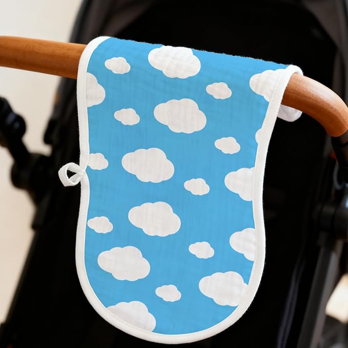 5 Pack Baby Burp Cloths, Soft Muslin Cotton Toy Story Inspired Theme Burp Cloths, Super Absorbent Rocket & Cow Print Washcloths, Newborn Baby Boy Girl Essentials Gift Set