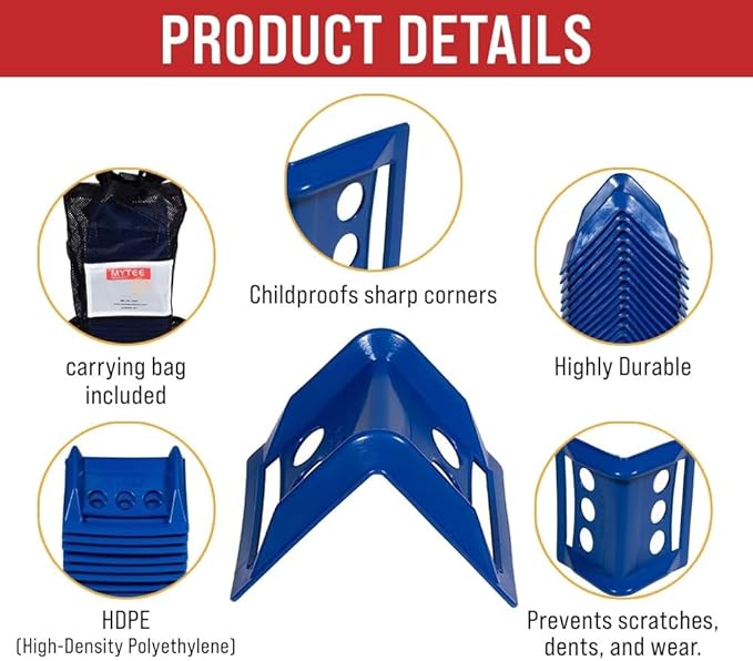 Mytee Products (20 Pieces Blue 4"x6" Flatbed Edge Protectors with Carrying Case - 4" Winch Ratchet Straps Corner Protectors for Flatbed Cargo Load