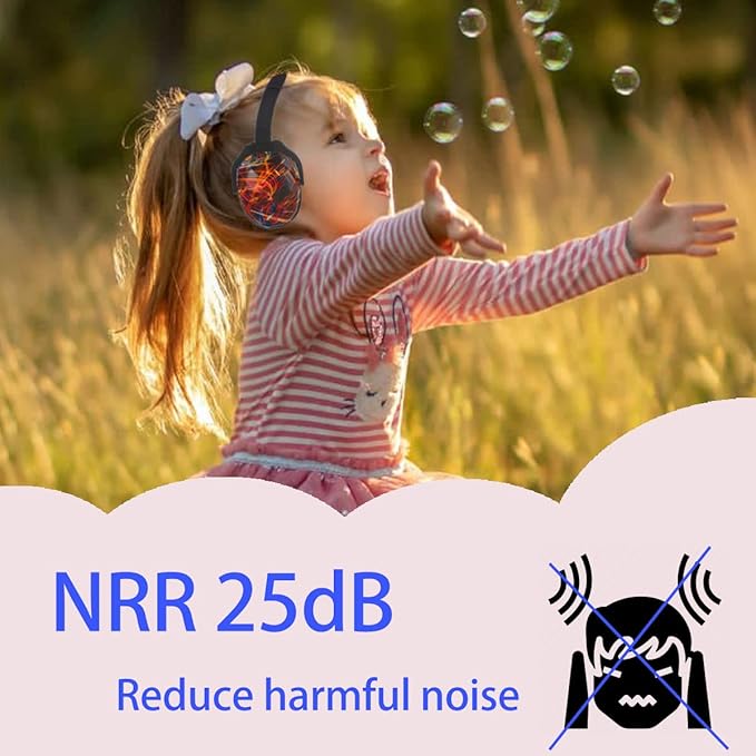 Kids Hearing Protection,25dB NRR Noise Reduction,Sound Proof for Kids,Toddler,Safety Earmuffs for Concert,Airplane,Autism,Monster Jam,Travel,School- BlackFireW