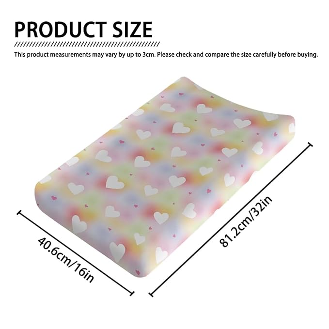Baby Stretchy Changing Pad Cover, Breathable Changing Pad Cover for Infants and Toddles, Tie Dye Hearts Print 16 * 32 Inches