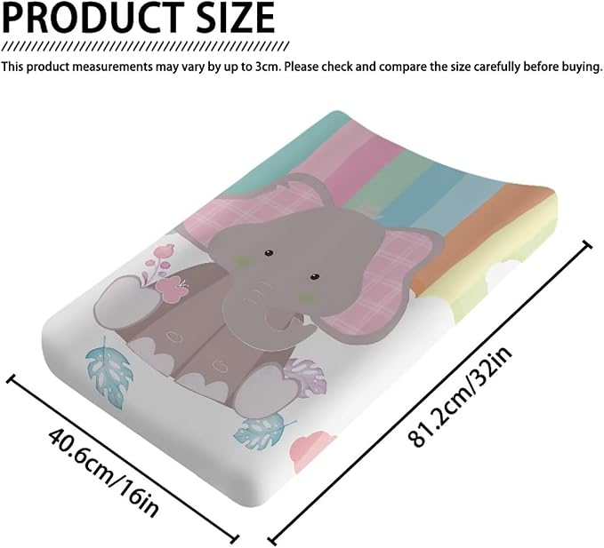Elephant Baby Changing Pad Cover Comfy Cozy Diaper Changing Mat Cover Stretchy Breathable Changing Table Cover Stain Resistant Table Sheets