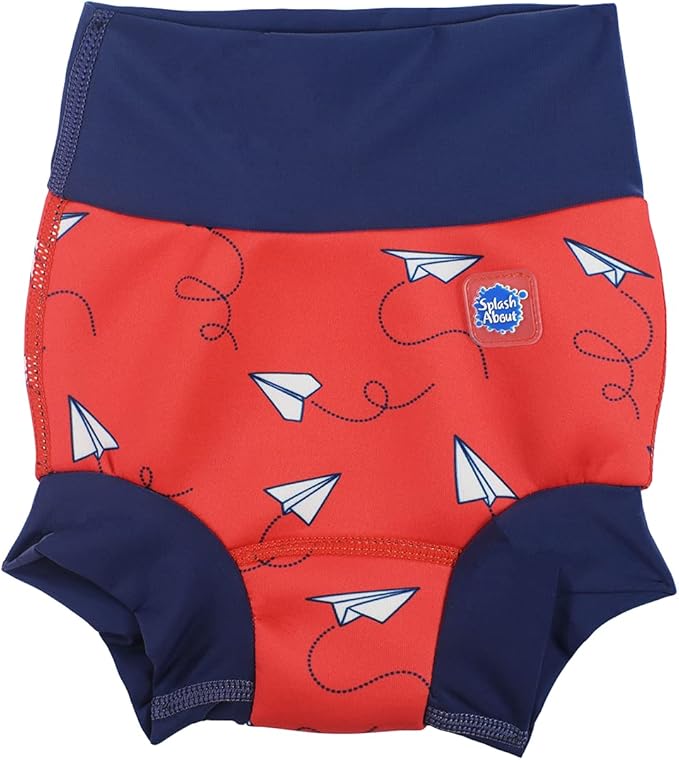 Splash About Happy Nappy Reusable Swim Diaper, Paper Planes Red, 12-24 Months