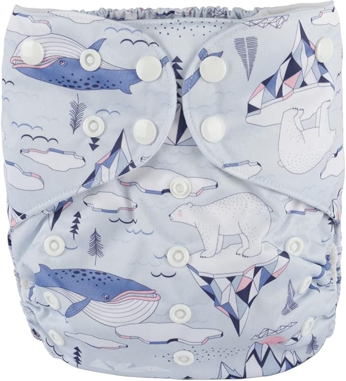 2 to 7 Years Old Cloth Diaper Nappy Pocket Reusable Washable Junior Big Baby Kids Toddler (Iceberg Polar Bear)