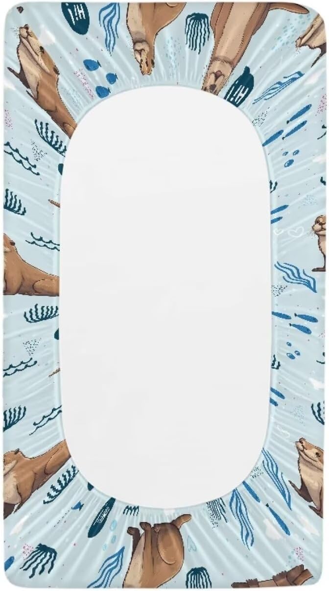 Sea Otter Changing Pad Cover Durable Breathable Nursery Pad Change Cover Waterproof Lightweight Soft Universal Tray Table Mat