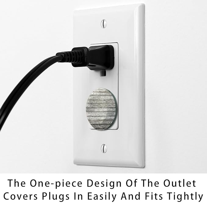 Grey Wooden (2) Outlet Covers Baby Proofing Child Proof Plug Covers for Electrical Outlets Easy Install Outlet Plug Covers