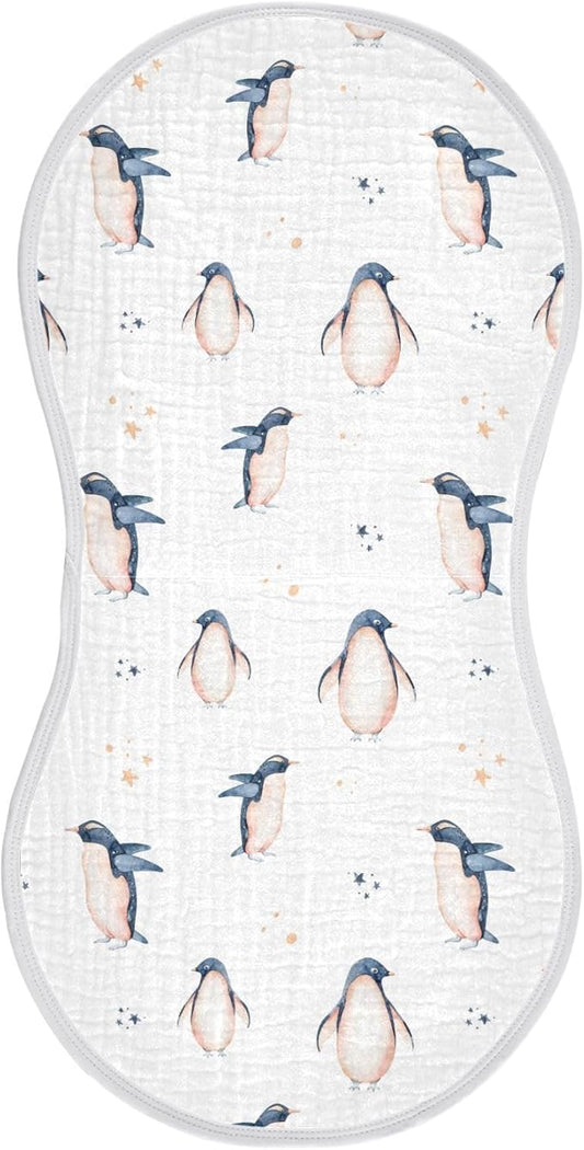 vvfelixl Watercolor Penguins Burp Cloths for Baby Boy Girls Baby Washcloths Burp Rags 1 Pack White