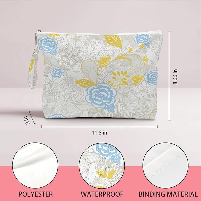 IAXIC Wet Dry Bag, Wet Bag for Swimsuit, Diaper Sunscreen Large Zipper Pouch Waterproof Pouch, Beach Bags for Women, Gifts for Ladies Girls Friends Colleagues and Sisters, Bird and Flower Pattern