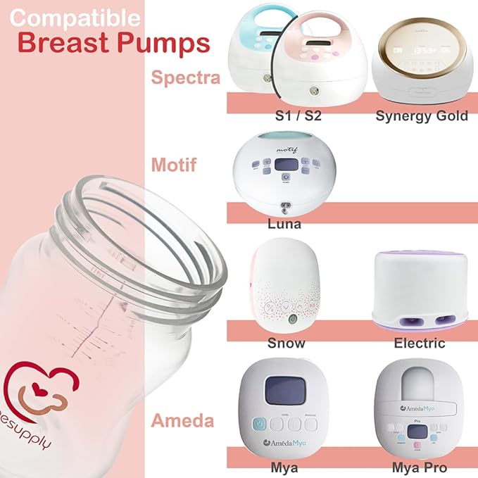 Nenesupply Feeding and Storage Bottles Collection for Spectra S1 S2 Motif Luna Breast Pumps 2 pc 9oz 280ml with Sealing Disc Anti Colic Feeding Breastmilk Storage Replace Spectra Bottles