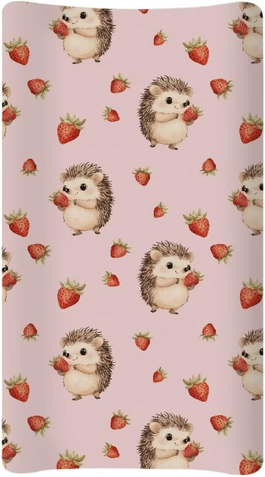 Hedgehog Hearts Changing Pad Cover Waterproof Cozy Table Sheets Stain Resistant Stretchy Breathable Nursery Pad Change Cover