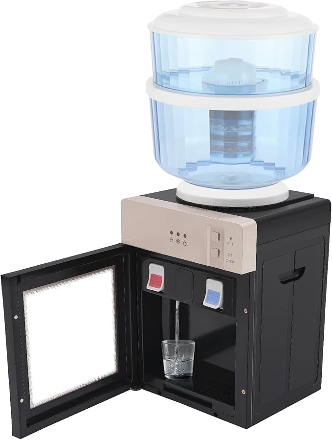 Top Loading Desktop Water Cooler Dispenser, 550W 110V Countertop Hot & Cold Water Coolers Drinking Fountain Portable Water Warmer for Home Bedroom Studio Office Grocery Store
