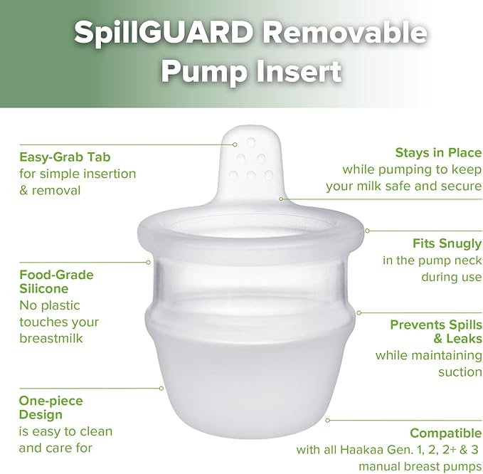 haakaa Silicone SpillGUARD Insert - Patent-Pending Design Breast Pump Stopper for Saving Precious Breastmilk from Spilling & Wasting, Compatible with All Generations of haakaa Pumps