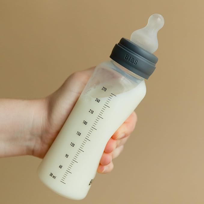BIBS Baby Bottle 9 oz / 270 ml Silicone Nipple - Anti-Colic, BPA-Free, Round Nipple, Medium Flow, Lightweight & Easy to Clean, Suitable for Newborns 0+ Years - Sage
