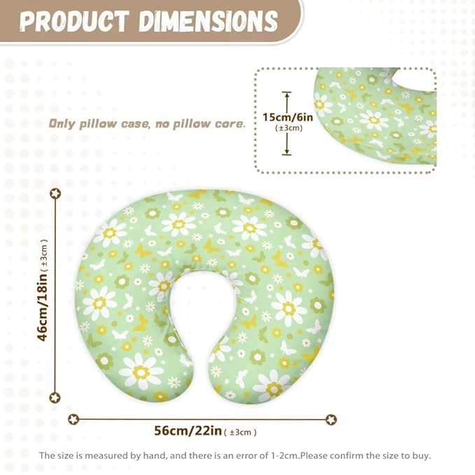 Floral Pillow Cover Girls Baby, Breastfeeding Pillow Cover for Baby, Snug Fits Newborn Nursing Pillow Case, Super Soft Breathable