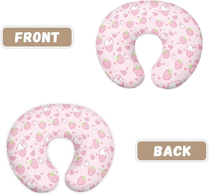 Strawberry Bunny Nursing Pillow Cover Breastfeeding Pillow Slipcover Hidden Zipper Design Feeding Pillow Cover U-Shaped Soft and Skin-Friendly